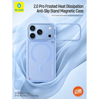 قاب مگ سیف با پایه استند بلوئو Frosted Heat MagSafe مناسب آیفون 18 پرو و 17 پرو iPhone 18 Pro/17Pro