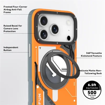 کاور مگ سیف استند (هولدر) یانگ کیت مدل CyberPunk 360° Spin MagSafe مناسب آیفون 18 پرو اپل iPhone 18 Pro