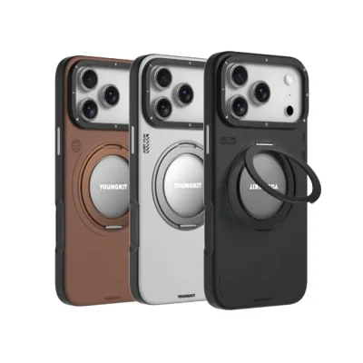قاب مگ سیف چرمی پایه هولدر یانگ کیت Tech Leather 360 مناسب آیفون 18 پرو مکس و 17 پرو مکس iPhone 18 Pro Max/17 Pro Max