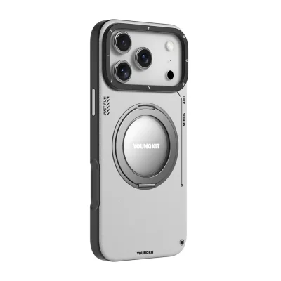 قاب مگ سیف چرمی پایه هولدر یانگ کیت Tech Leather 360 مناسب آیفون 18 پرو مکس و 17 پرو مکس iPhone 18 Pro Max/17 Pro Max