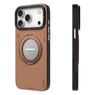 قاب مگ سیف چرمی پایه هولدر یانگ کیت Tech Leather 360 مناسب آیفون 18 پرو مکس و 17 پرو مکس iPhone 18 Pro Max/17 Pro Max