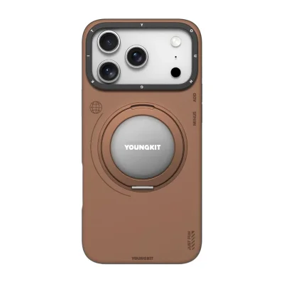 قاب مگ سیف چرمی پایه هولدر یانگ کیت Tech Leather 360 مناسب آیفون 18 پرو و 17 پرو iPhone 18 Pro/17 Pro