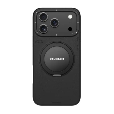 قاب مگ سیف چرمی پایه هولدر یانگ کیت Tech Leather 360 مناسب آیفون 18 پرو و 17 پرو iPhone 18 Pro/17 Pro