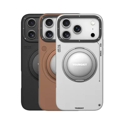 قاب مگ سیف چرمی پایه هولدر یانگ کیت Tech Leather 360 مناسب آیفون 18 پرو و 17 پرو iPhone 18 Pro/17 Pro
