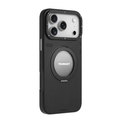 قاب مگ سیف چرمی پایه هولدر یانگ کیت Tech Leather 360 مناسب آیفون 18 پرو و 17 پرو iPhone 18 Pro/17 Pro