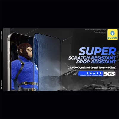 گلس محافظ صفحه شفاف کریستالی آیفون 18 پرو و آیفون 17 پرو و 16 پرو و 17 نرمال بلوئو BLUEO Crystal iPhone 18 Pro Max /17 Pro Max /16 Pro Max
