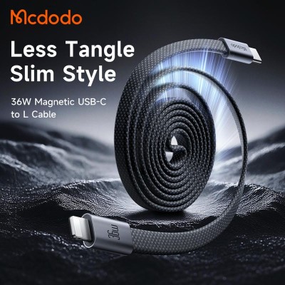 کابل تبدیل تایپ سی به لایتنینگ بدنه آهنربایی مک دودو مدل Mcdodo Lightning 36W CA-9910 طول 1 متر
