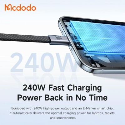کابل شارژ تایپ سی به تایپ سی 240 وات بدنه آهنربایی مک دودو Mcdodo CA-9900 طول 1.2 متر