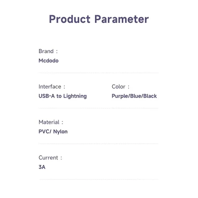 کابل تبدیل USB به لایتنینگ مک دودو مدل Mcdodo Lightning 3A CA-364 طول 1.2 متر