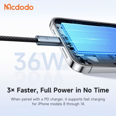 کابل شارژ آیفون تایپ سی به لایتنینگ 36 وات مک دودو مدل Mcdodo CA-778 طول 1.2 متر