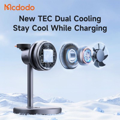 هولدر استند شارژر وایرلس مگنتی 25 وات و فن خنک کننده 3 کاره مک دودو Mcdodo MagQ Ultra CH-6170