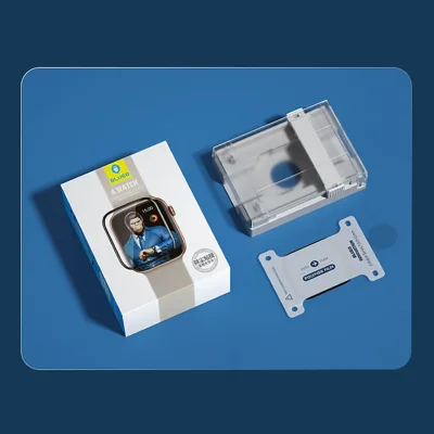 گلس اپل واچ سری 11 و 10 سایز 42 میلی متر با کیت نصب اتوماتیک بلوئو BLUEO 3D Curved Polymer