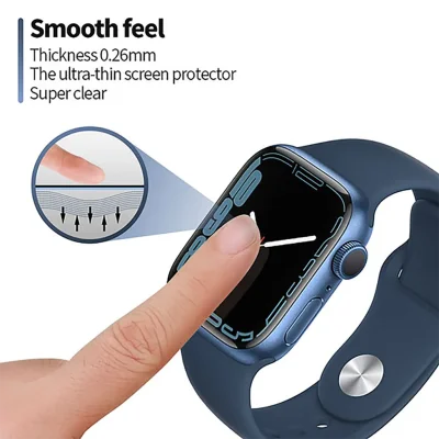 گلس اپل واچ سری 11 و 10 سایز 42 میلی متر با کیت نصب اتوماتیک بلوئو BLUEO 3D Curved Polymer