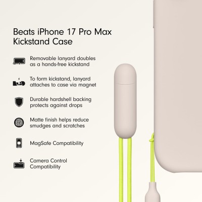 کاور مگ سیف با بند آویز پایه هولدر شو طرح بیتس Beats Kickstand MagSafe مناسب آیفون 18 پرو و 17 پرو iPhone 18 Pro/17 Pro