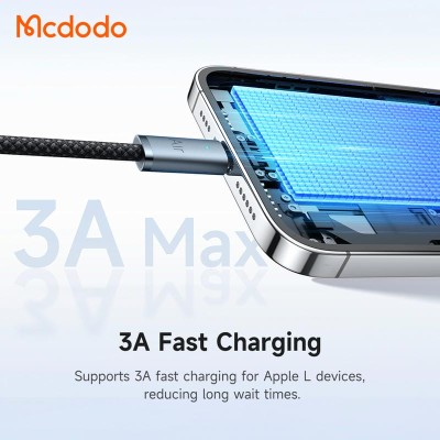 کابل شارژ آیفون لایتنینگ 3 آمپر مک دودو مدل Mcdodo 3A CA-1220 / CA-1221 طول 1.2 متر