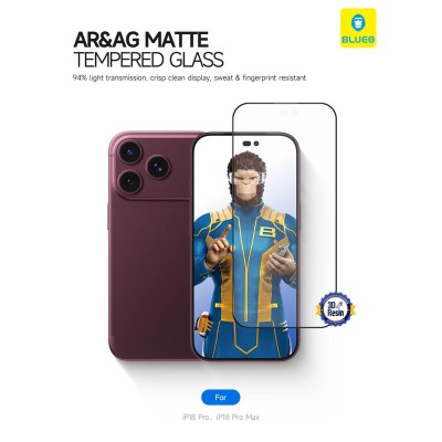 محافظ صفحه نمایش گلس آیفون 18 پرو مات ضد انعکاس نور بلوئو AR & AG Matte iPhone 18 Pro