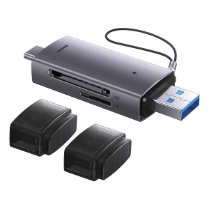 کارت‌خوان بیسوس مدل  USB-A & Type-C SD/TF Card Reader WKQX060113