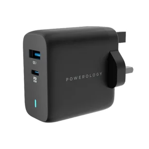 شارژر 2 پورت 63 وات پاورولوژی مدل Powerology 2-Output  Ultra-Quick GaN Charger PD PWCUQC004