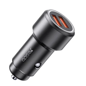 شارژر فندکی 2 پورت یو اس بی 36 وات یسیدو مدل Yesido 36W Dual QC3.0 USB-A