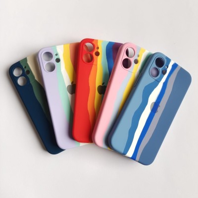 کاور سیلیکونی محافظ لنزدار رنگین کمان مناسب آیفون 12 پرومکس اپل iPhone 12 Pro Max