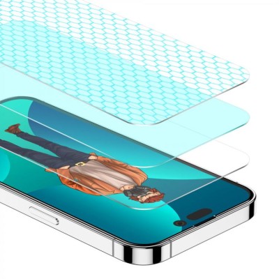 گلس محافظ صفحه توری دار آیفون 14 پرو گرین Green iPhone 14 Pro 3D Desert Clear Round Edge Glass