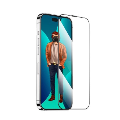 گلس محافظ صفحه توری دار آیفون 14 پرو گرین Green iPhone 14 Pro 3D Desert Clear Round Edge Glass