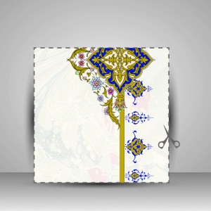 کاغذ ابر و باد تذهیب دار، 35*16 cm، کد 684 (بسته 10 عددی)