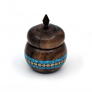 دوات نفیس چوب گردو خاتم فیروزه (پر پن) کد 1-10308