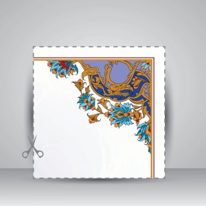 کاغذ ابر و باد تذهیب دار چاپی کد 615، 35*16 cm (بسته 10 عددی)
