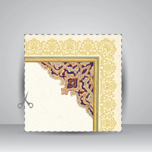 کاغذ چلیپای چاپی تذهیب دار کد 651، سایز 35*25 cm (بسته 10 عددی)