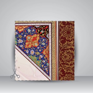 کاغذ چلیپا چاپی تذهیب دار کد630، سایز 30*21 cm (بسته 10 عددی)