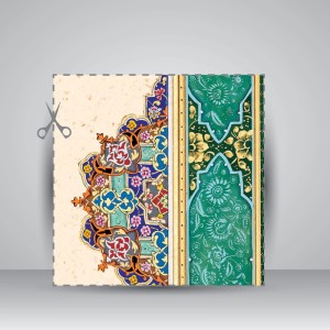 کاغذ چلیپا چاپی تذهیب دار کد 627، سایز 35*25 cm (بسته 50 عددی)
