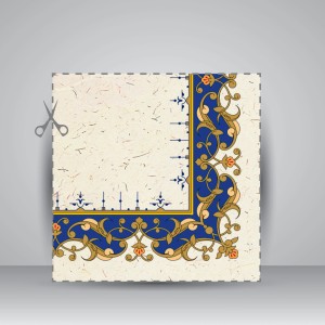 کاغذ ابر و باد تذهیب دار، کد 865، سایز 50*35 cm (بسته 50 عددی)