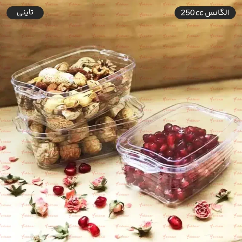 ظرف الگانس مدل تاینی 250 سی سی 3 عددی یکبارمصرف - کوشا پلاست