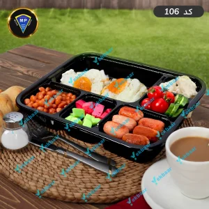 خرید و قیمت  ظرف یکبار مصرف درب دار شش خانه ترموفرمینگ کد 106 - برند مهرپارسا