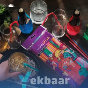 خرید و قیمت نی نوشیدنی فانتزی 6 میل مشکی و رنگارنگ مدل نوشابه و آبمیوه فنری مارپیچ بسته 100 عددی
