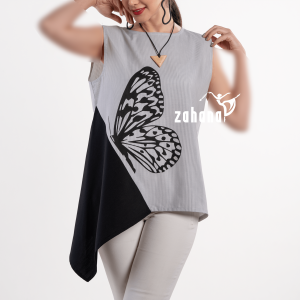 تاپ زنانه طرح پروانه طوسی