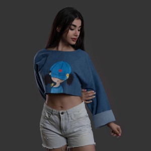 کراپ زنانه طرح لجباز