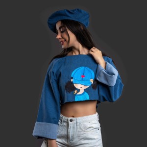 کراپ زنانه طرح لجباز